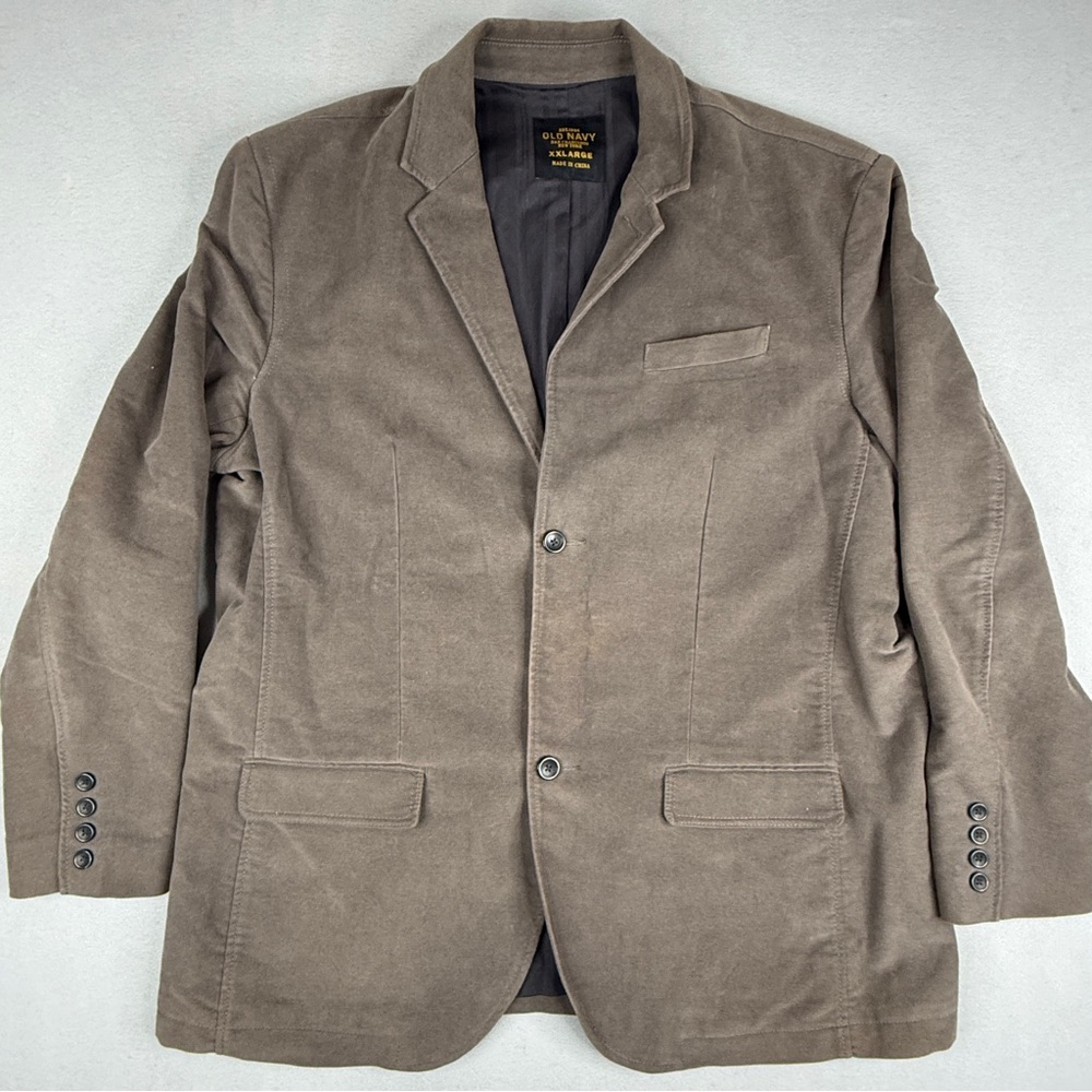 Old Navy Blazer Mens XXL Brown Cotton Sport Coat 2 Button Casual Relaxed Fit